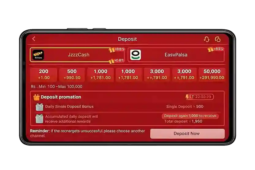 Home page 2 788WIN deposit screen showing recharge amounts, bonus offers and payment options for users