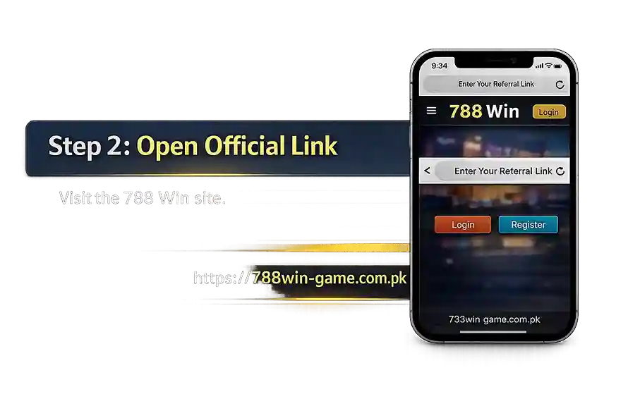 Enter 788 Win official link in Safari browser on iPhone to access login and register page