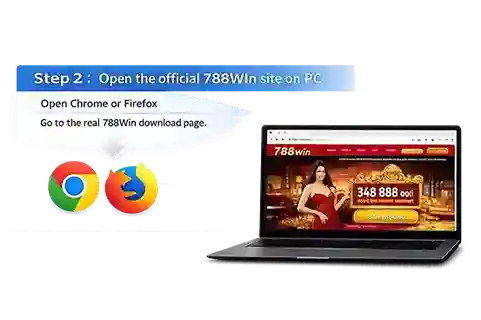 Open 788Win official website on PC using Chrome or Firefox browser on laptop